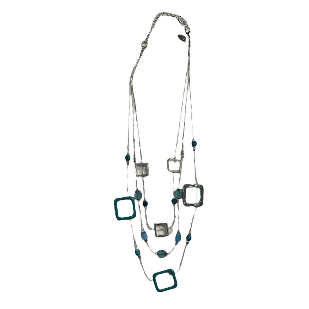 ❤️❤️LAST CHANCE ❤️❤️ Silver Turquoise acrylic necklace - squares
